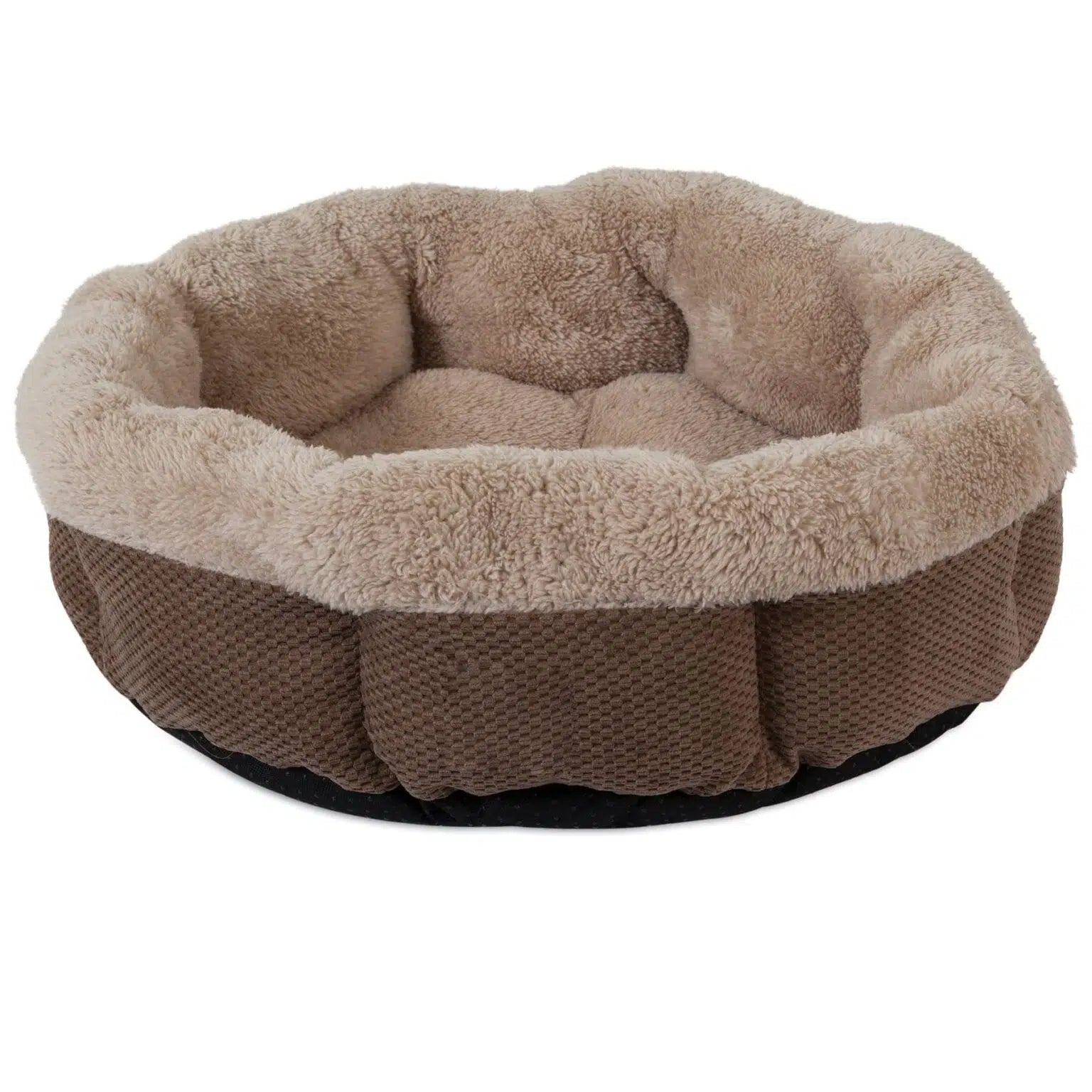 SnooZZy Round Shearling Cup Bed – Coffee