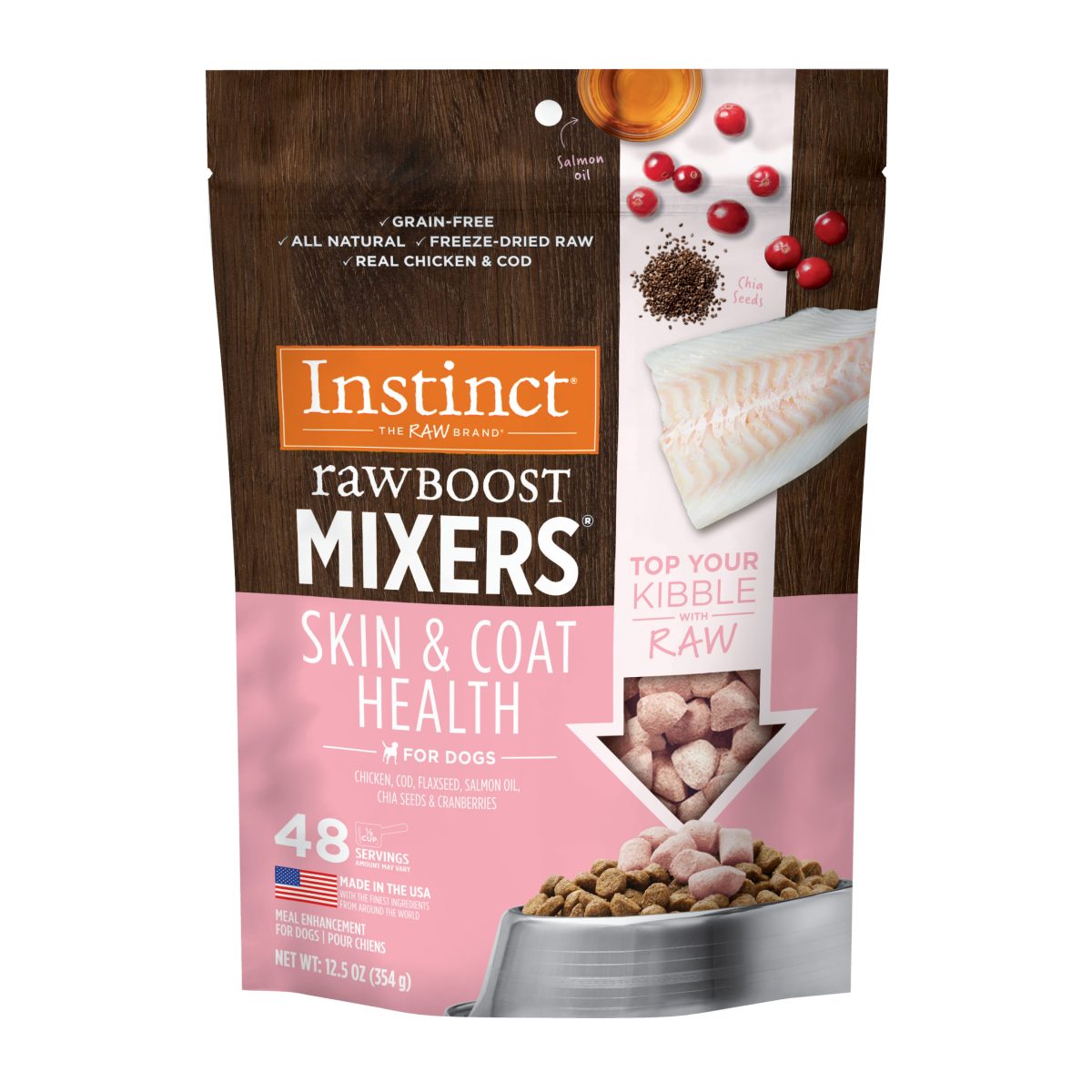 Instinct Dog Freeze-Dried Raw Boost Mixers Skin & Coat Recipe
